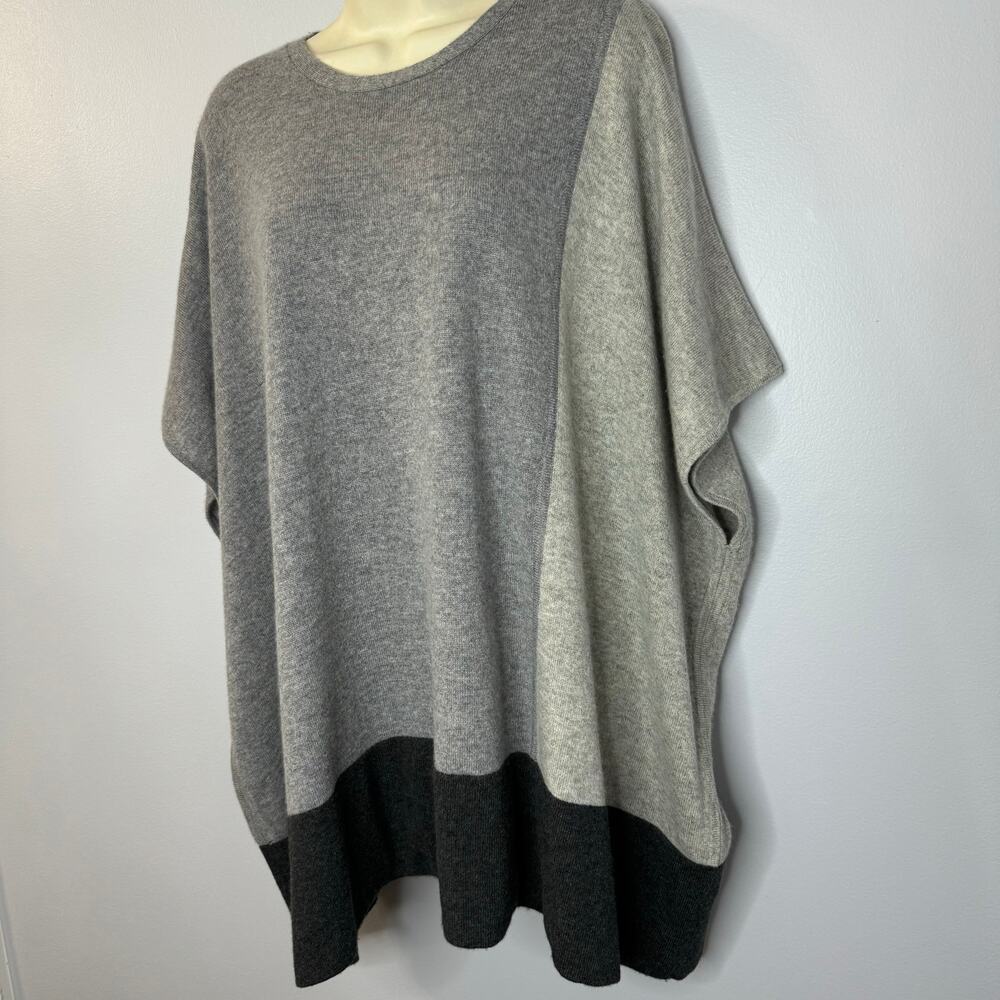 Magaschoni Cashmere Tunic Poncho Sweater Grey Relaxed Fit Minimalist O/S - Picture 3 of 7